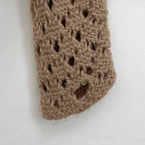 VINCE. Crochet Open Knit Wool Cashmere Luxury Cardigan Amber Light - Medium - Picture 6 of 10